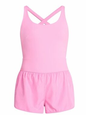 Avia Pink Cross-Back One-Piece Athletic Romper with Shorts